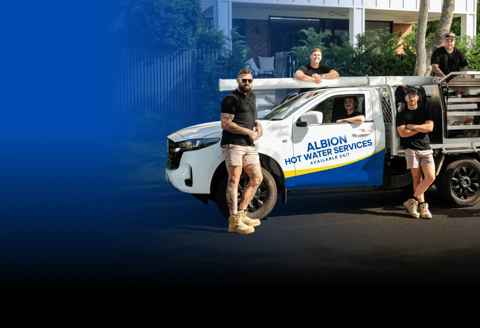 Albion Hot Water Services team with the ute